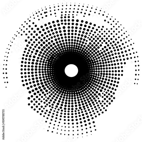 A vintage dotted texture magazine grunge punk style collage element based on an isolated vinyl record long playing record with a retro halftone effect