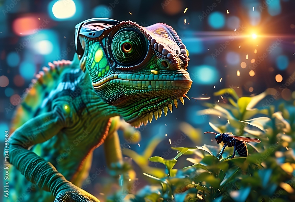 Fototapeta premium cyberpunk chameleon