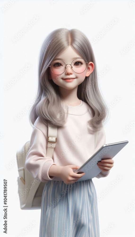 portrait of cute girl with tablet. portrait of cute girl with tablet.