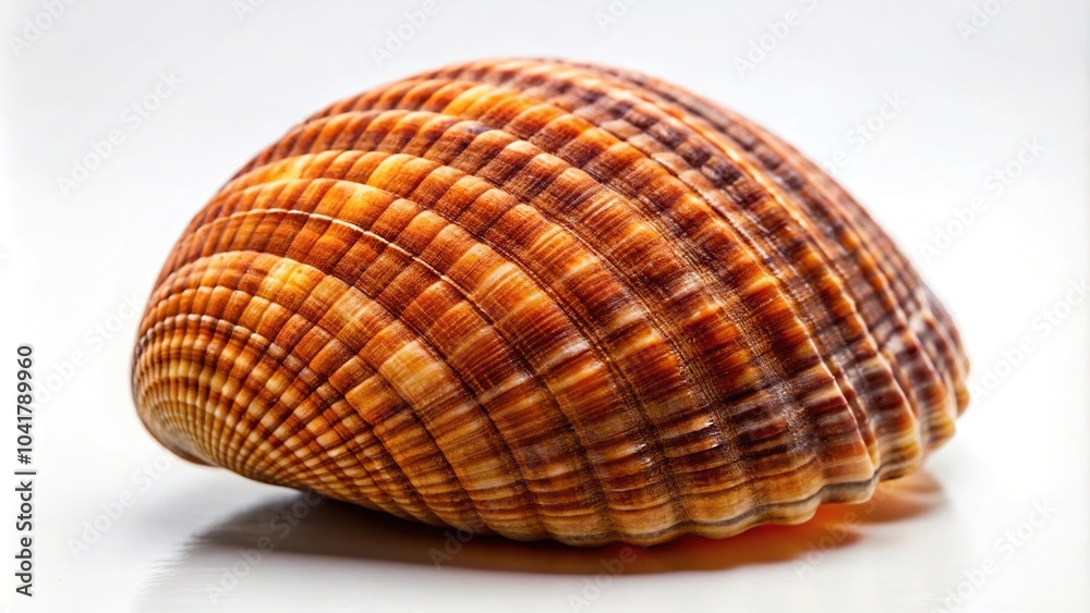 Brown seashell with natural textures on white background Brown seashell with natural textures on white background