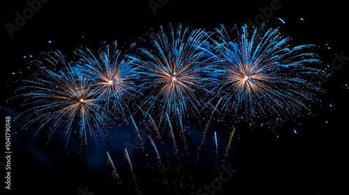 Blue Fireworks Against a Black Background