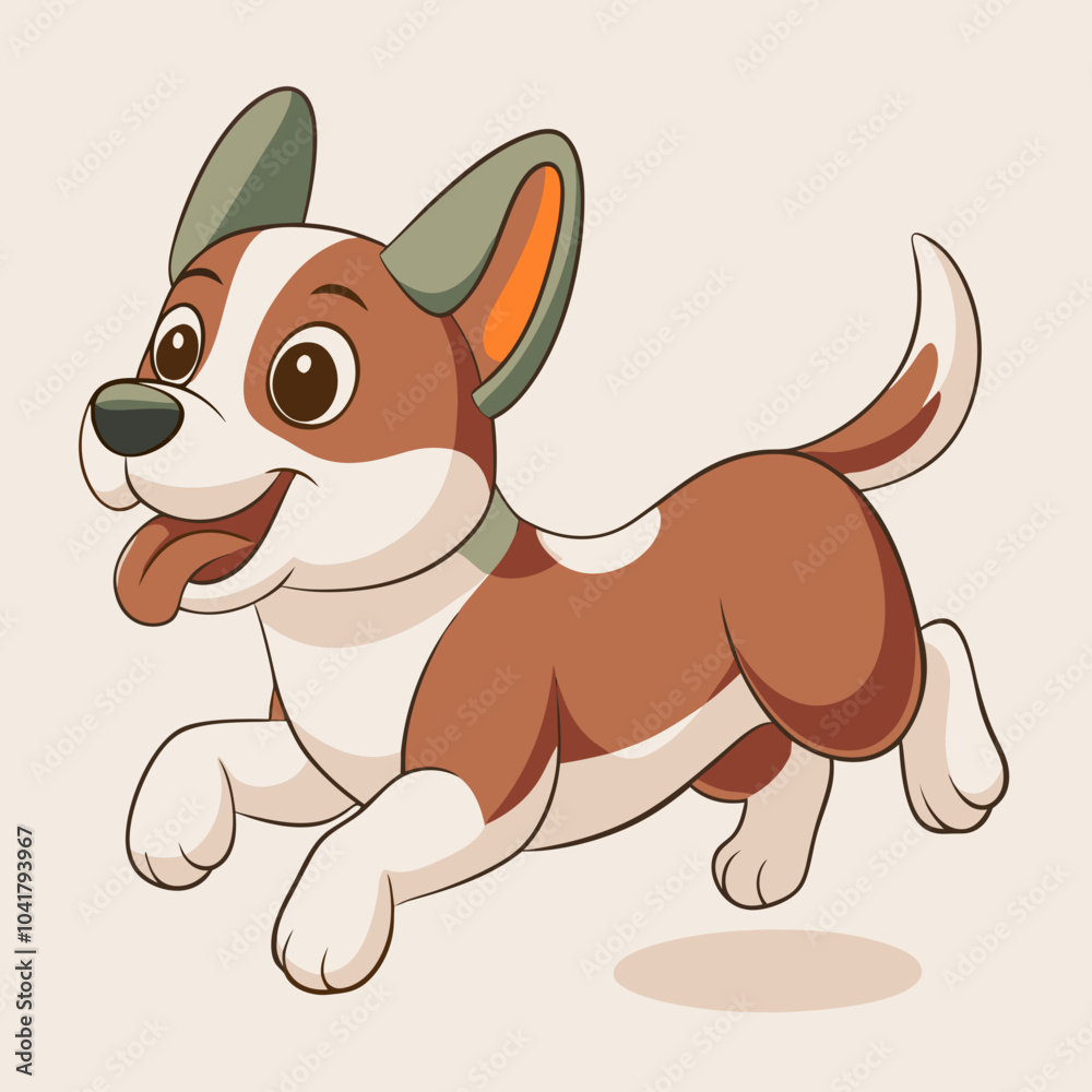 Happy corgi dog illustration running playfully on a light background copy space Happy corgi dog illustration running playfully on a light background copy space