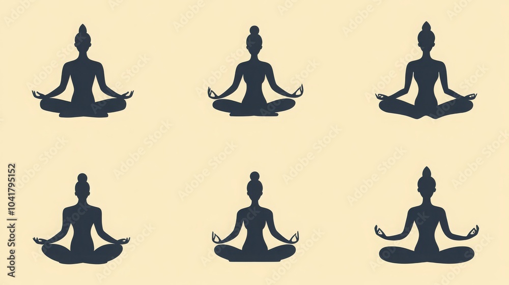 Yoga icon set showing a person in a meditation pose. - Yoga icon set showing a person in a meditation pose. -