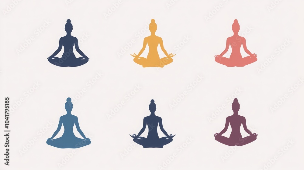 Yoga icon set showing a person in a meditation pose. - Yoga icon set showing a person in a meditation pose. -