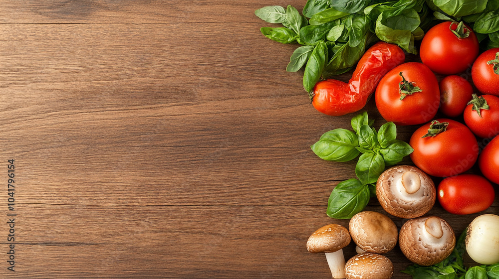 Organic harvest Vegetables from garden and forest mushrooms. Vegetarian ingredients for cooking on dark rustic wooden background, top view, border
Organic harvest Vegetables from garden and forest mushrooms. Vegetarian ingredients for cooking on dark rustic wooden background, top view, border