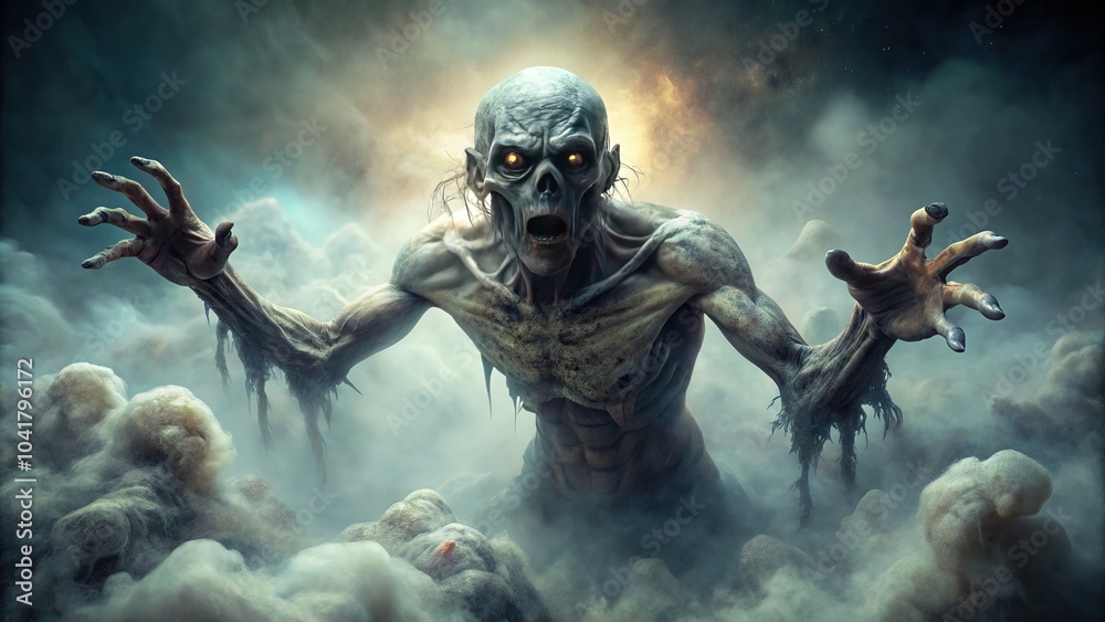 Glowing Eyes in the Fog - Terrifying Zombie Creature Glowing Eyes in the Fog - Terrifying Zombie Creature