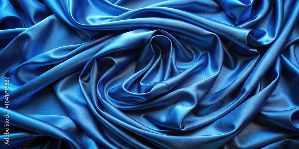 Obraz premium Luxurious blue silk fabric draping elegantly with a smooth texture and vibrant color, blue, silk, luxurious, fabric, draping