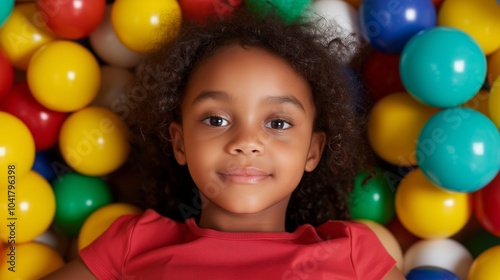 Black girl with plastic balls around