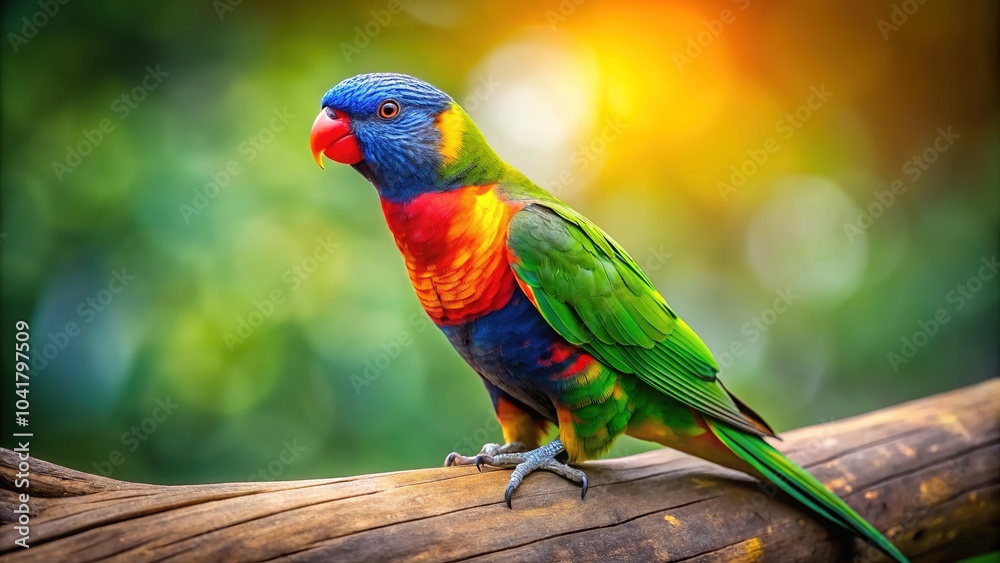 Green and Yellow Parakeet Perched on a Branch - Bird Photography Green and Yellow Parakeet Perched on a Branch - Bird Photography