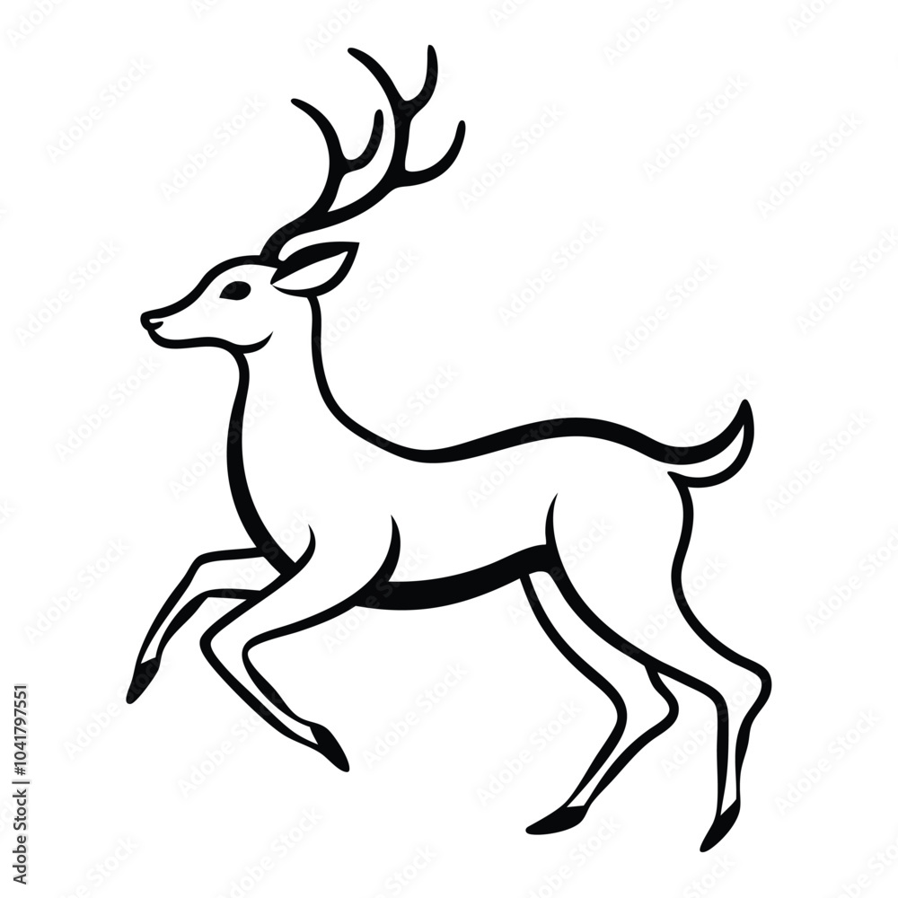 Fototapeta premium A vector set of elegant running deer silhouettes, perfect for holiday cards, wildlife-themed designs, and decorations. Ideal for Christmas, seasonal projects, and nature-inspired illustrations.