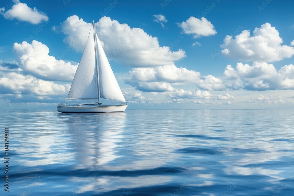 Fototapeta premium A beautiful yacht, with its sails billowing in the wind, symbolizing elegance and sophistication.