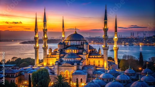 Istanbul Blue Mosque Dusk Bokeh Photography photo