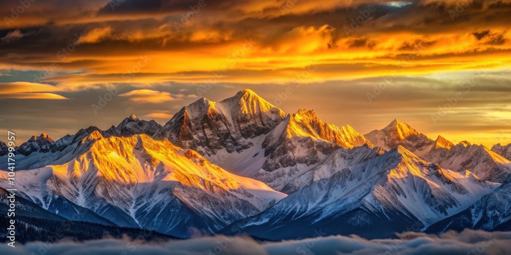 Sunrise casting a golden glow over snow-capped mountains, mountains, sunrise, morning, landscape, nature, majestic, snow, sunlight Sunrise casting a golden glow over snow-capped mountains, mountains, sunrise, morning, landscape, nature, majestic, snow, sunlight