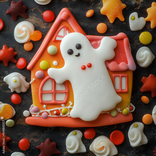 Halloween cookie ghost house 