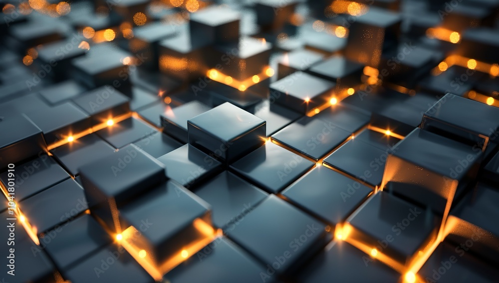 Abstract background with cubes in different sizes and glowing lights,... Abstract background with cubes in different sizes and glowing lights,...