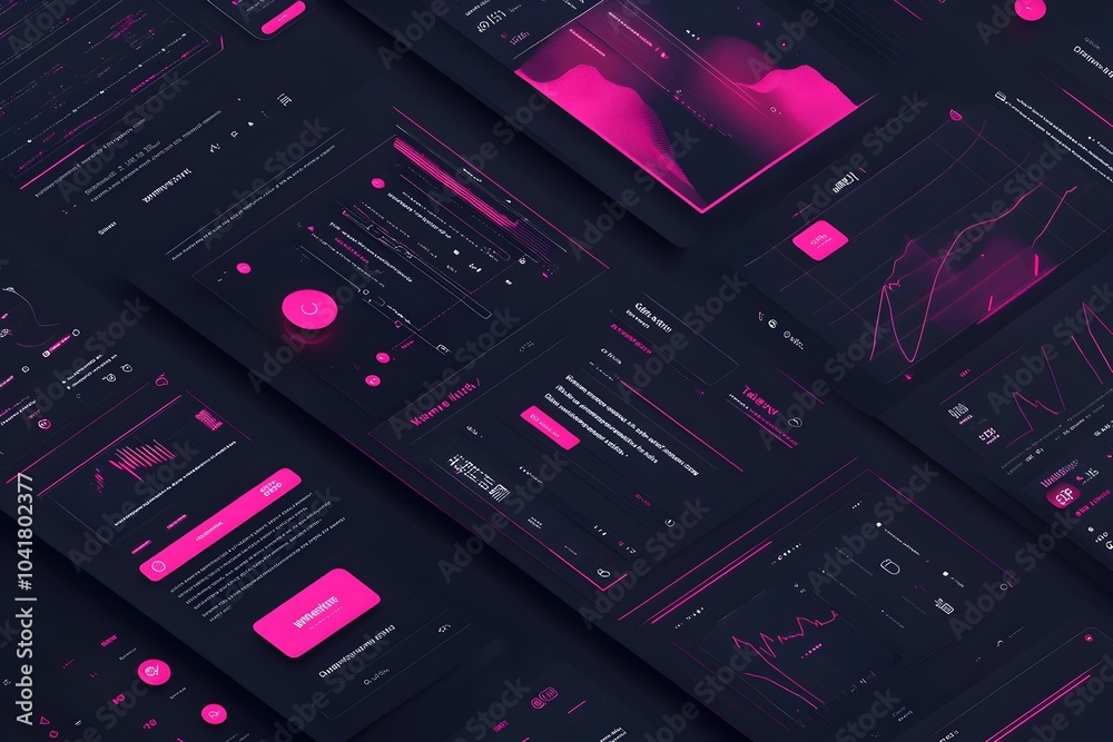Minimalist Flat Line Web Interface Design with Bold Pink and Purple Accents Minimalist Flat Line Web Interface Design with Bold Pink and Purple Accents