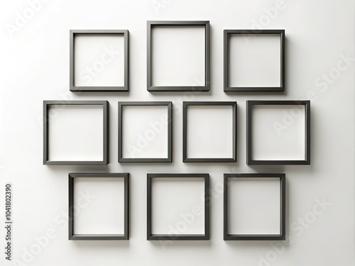 Minimalist Black Frame Set on White Background - Modern Design Elements