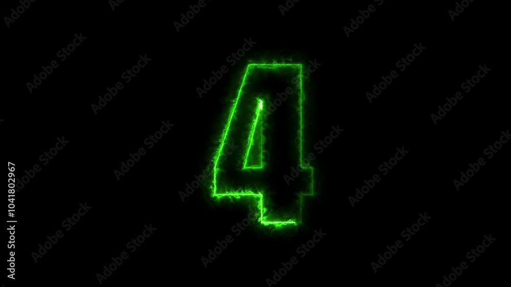 Number 4 one - animated light outline on Number 4 one - animated light outline on