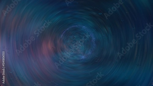 Seamless looping 4K, a swirling, dark-blue vortex with faint nebula colors in a deep cosmic background.