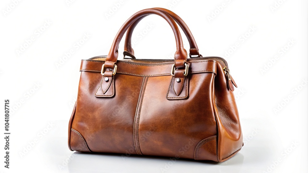 Brown leather handbag isolated on white background Brown leather handbag isolated on white background