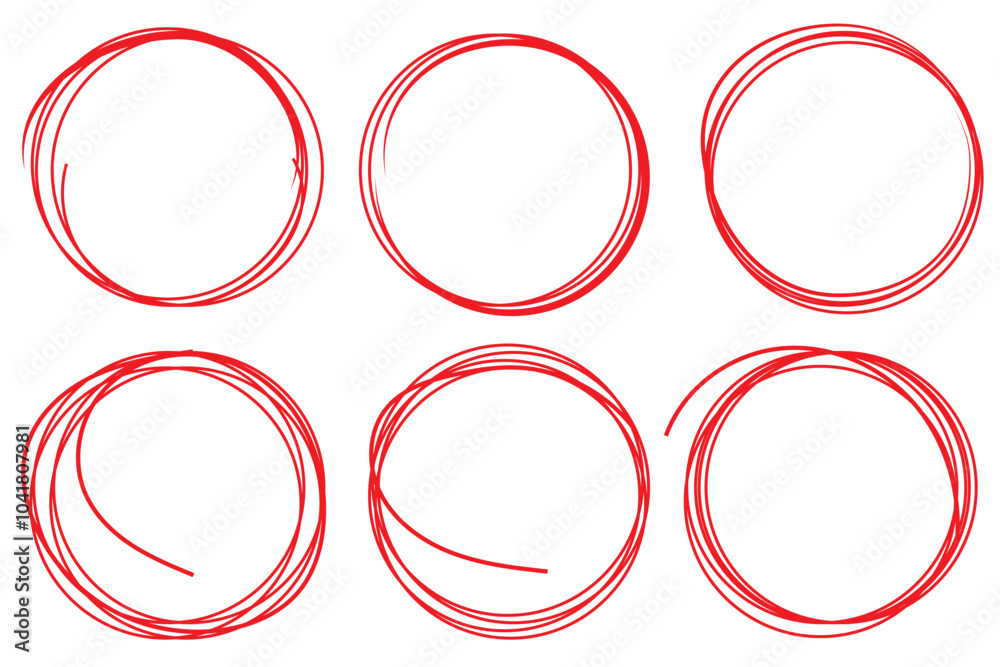 Red circle, pen draw. Highlight hand drawing different circles isolated on background. Handwritten red circle. For marking text, numbers, marker pen, pencil, logo and text check, vector illustration Red circle, pen draw. Highlight hand drawing different circles isolated on background. Handwritten red circle. For marking text, numbers, marker pen, pencil, logo and text check, vector illustration