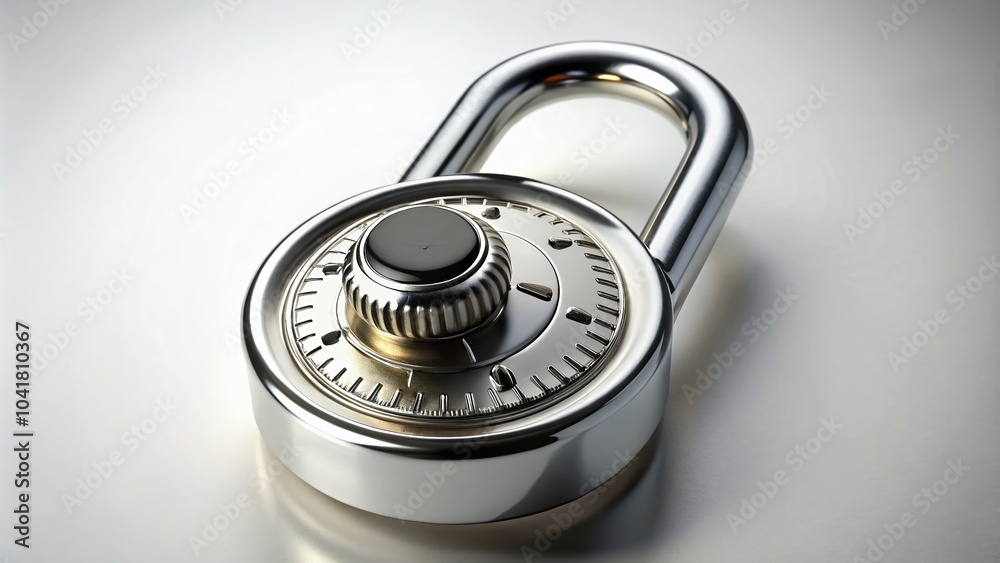 Combination Lock Security Concept - Metal Steel Lock for Safety and Privacy, Isolated on White Background Combination Lock Security Concept - Metal Steel Lock for Safety and Privacy, Isolated on White Background