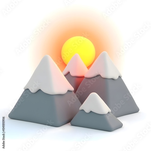 Mountain Scene with Sun Toy Model
 photo