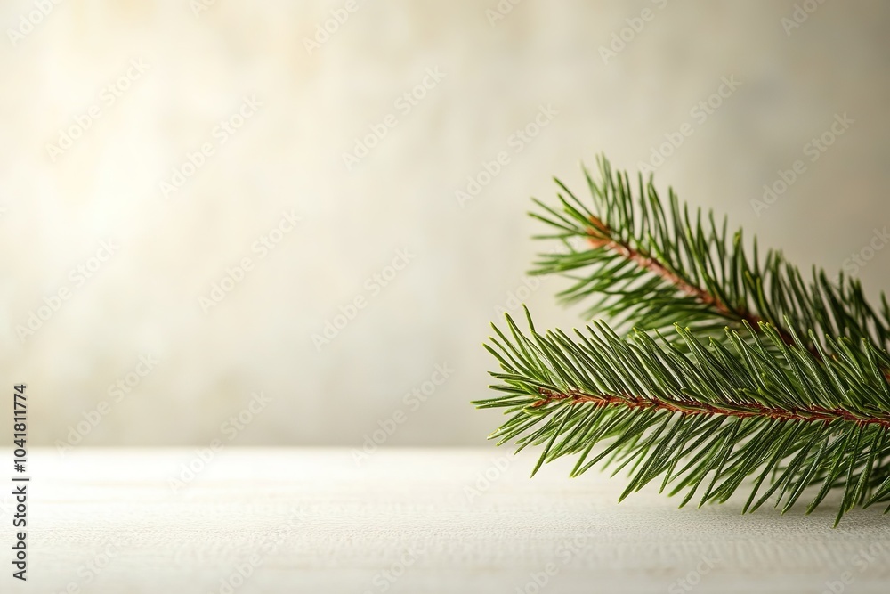 custom made wallpaper toronto digitalPine branch on soft beige backdrop, subtle shadows