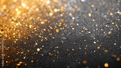 Black and gold glitter with sparkling bokeh effect photo