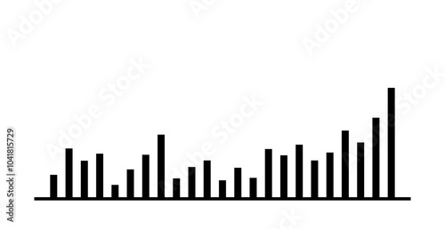 Silhouette Stock Market Trading Icon Isolated. Wallpaper. Finance Banner. Bar Graph. Chart. Vector Illustration