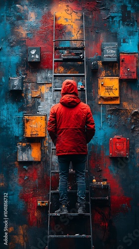 Urban Exploration of Colorful Street Art Scene photo