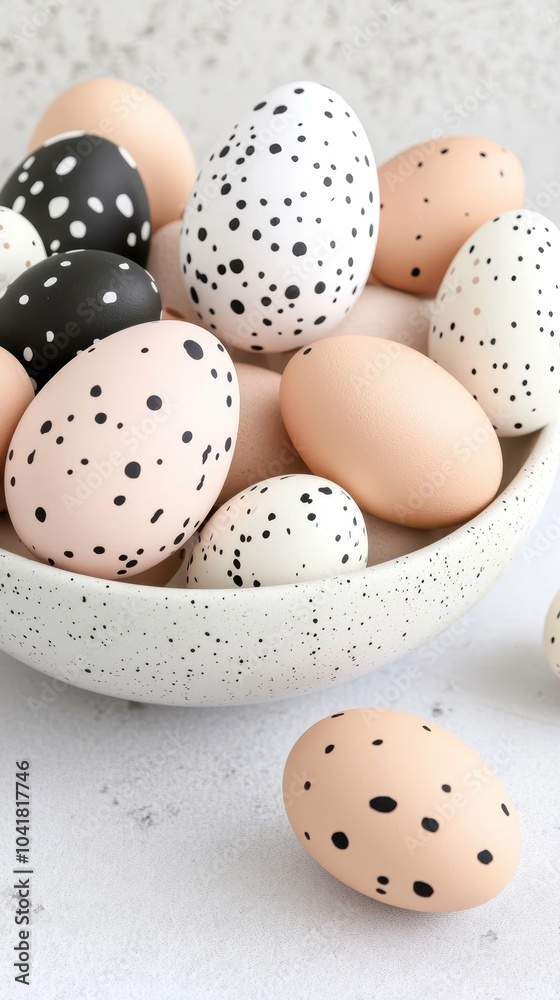 Decorative eggs in metallic tones on a white background. Concept: elegance, simplicity, Easter. Decorative eggs in metallic tones on a white background. Concept: elegance, simplicity, Easter.