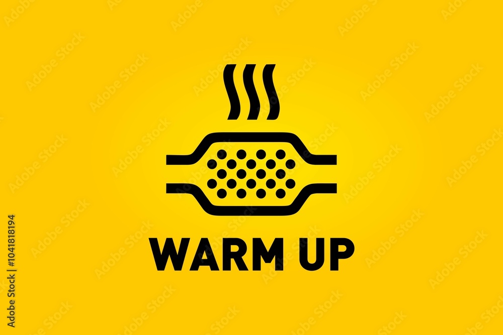 Catalytic converter warm up icon on a yellow background