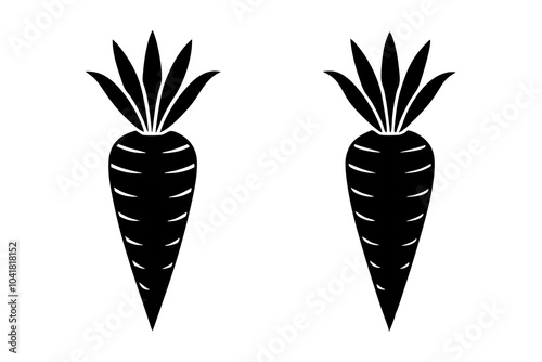 illustration of two carrot logo icon silhouette vector art.