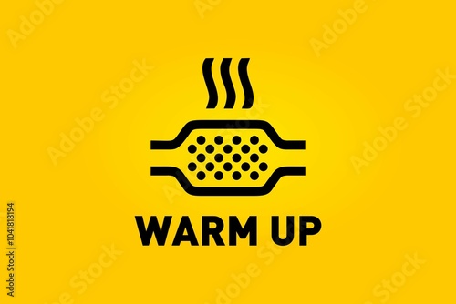Obraz na płótnie Catalytic converter warm up icon on a yellow background w salonie