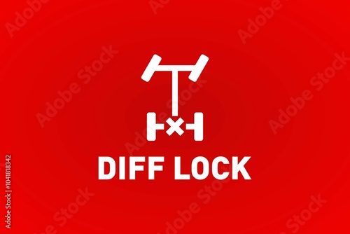 Obraz na płótnie White Diff Lock icon and text on a red background w salonie