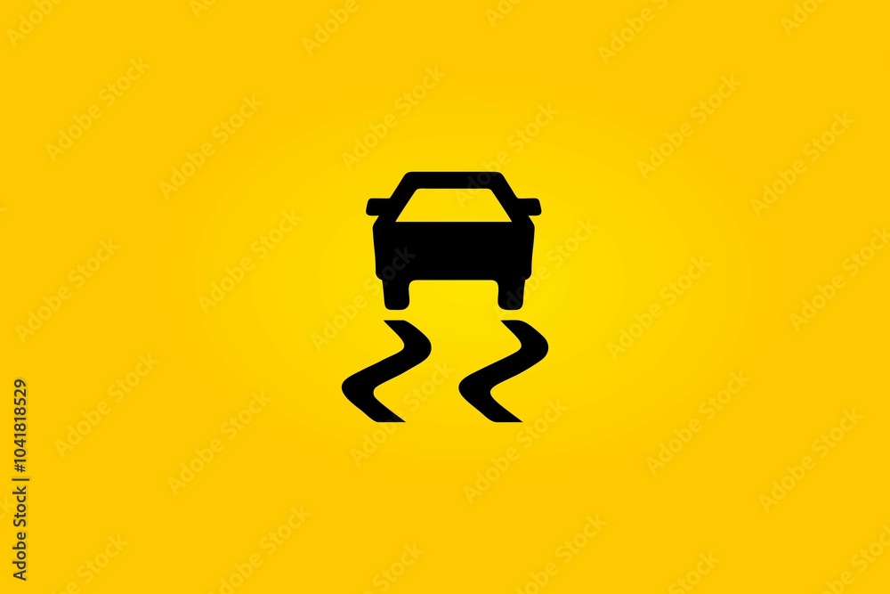 Black automotive Traction Control icon on a graduated yellow background