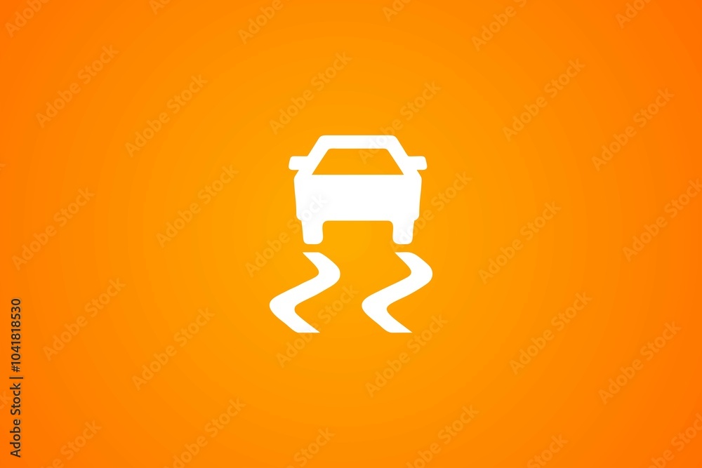 White traction control icon on an orange background