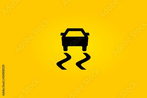Obraz na płótnie Black automotive Traction Control icon on a graduated yellow background w salonie