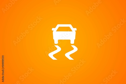 Obraz na płótnie White traction control icon on an orange background w salonie