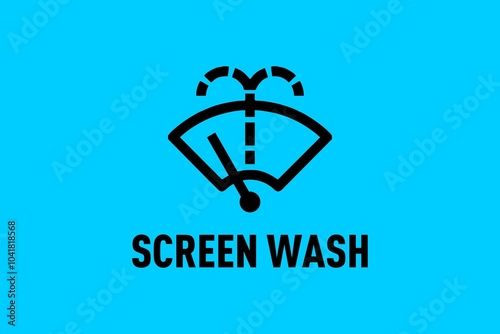 Obraz na płótnie Black automotive Screen Wash icon and text on a light blue background w salonie
