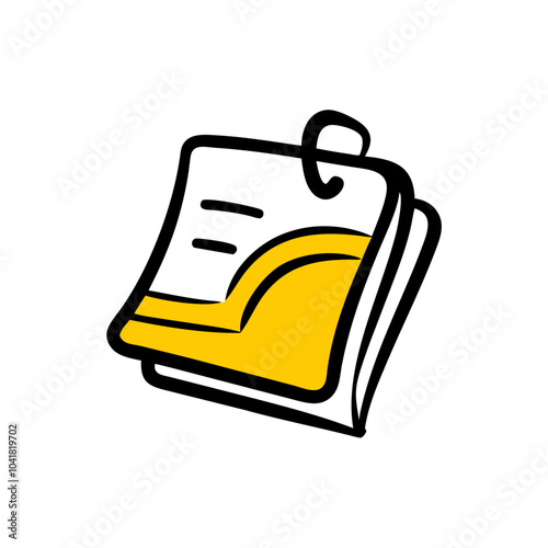 Yellow notepad illustration on a clean white background for notes and reminders copy space