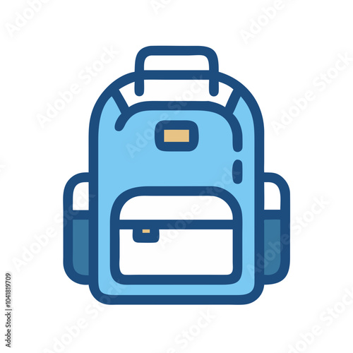Blue backpack illustration on a clean white background copy space