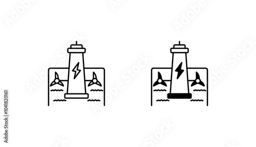 Tidal Energy icon design with white background stock illustration