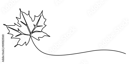 Single one line drawing of maple leaves one hand drawn lineart design isolated on white background, One continuous line drawing of maple leaf. Maple leaf line art in autumn. Contour drawing. photo