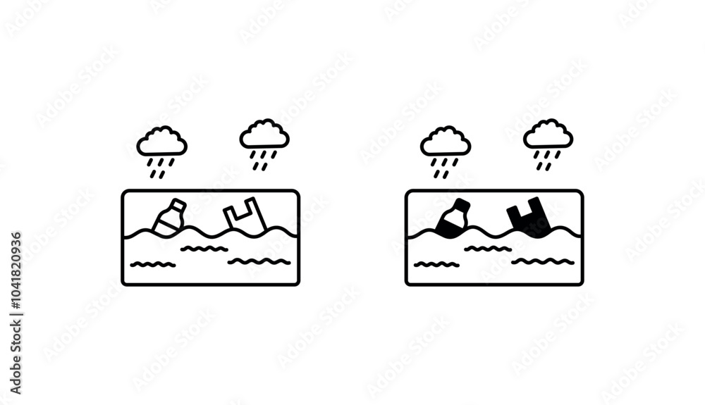Plastic Pollution icon design with white background stock illustration