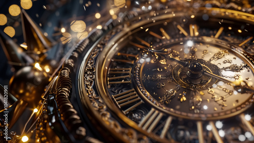 Wallpaper Mural Elegant New Year's clock striking midnight – gold accents, … Torontodigital.ca