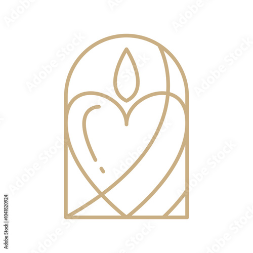 Candle heart line art aesthetics logo vector design Elegant Spa Icon. Soothing Light Symbol for Wellness and Relaxation