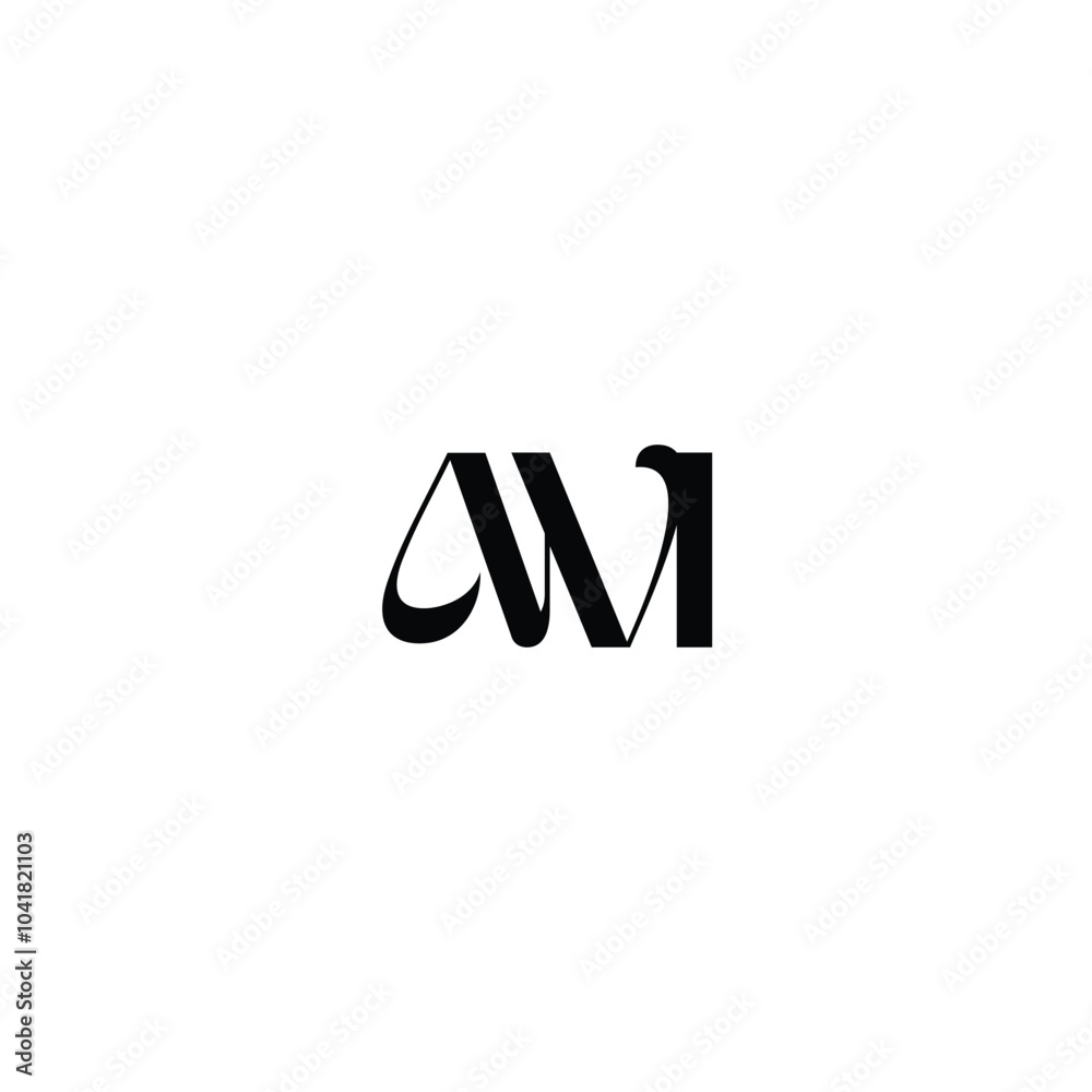 Obraz premium AM monogram logo design letter text name symbol monochrome logotype alphabet character simple logo