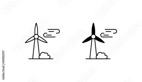 Wind Turbine icon design with white background stock illustration